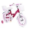 Bicicleta pentru fete 14 inch Byox Flower roz si alb cu roti ajutatoare 1