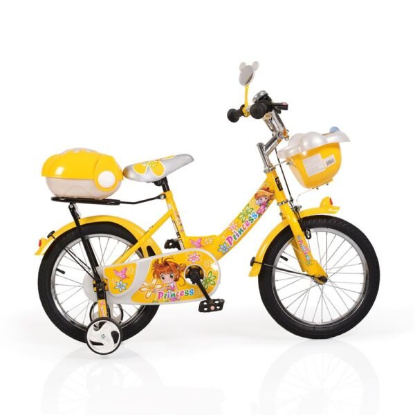 Bicicleta pentru fete 16 inch Moni BMX galben cu roti ajutatoare