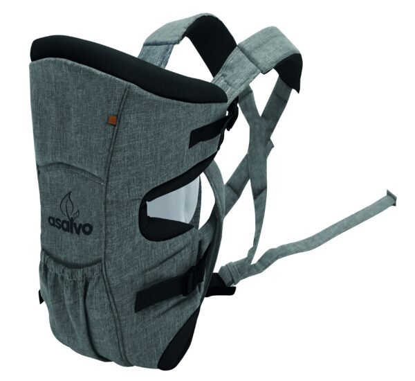 Marsupiu bidirectional asalvo baby carrier grey melange scaled