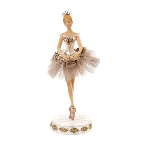 Statueta balerina costum din tiul crem cu paiete